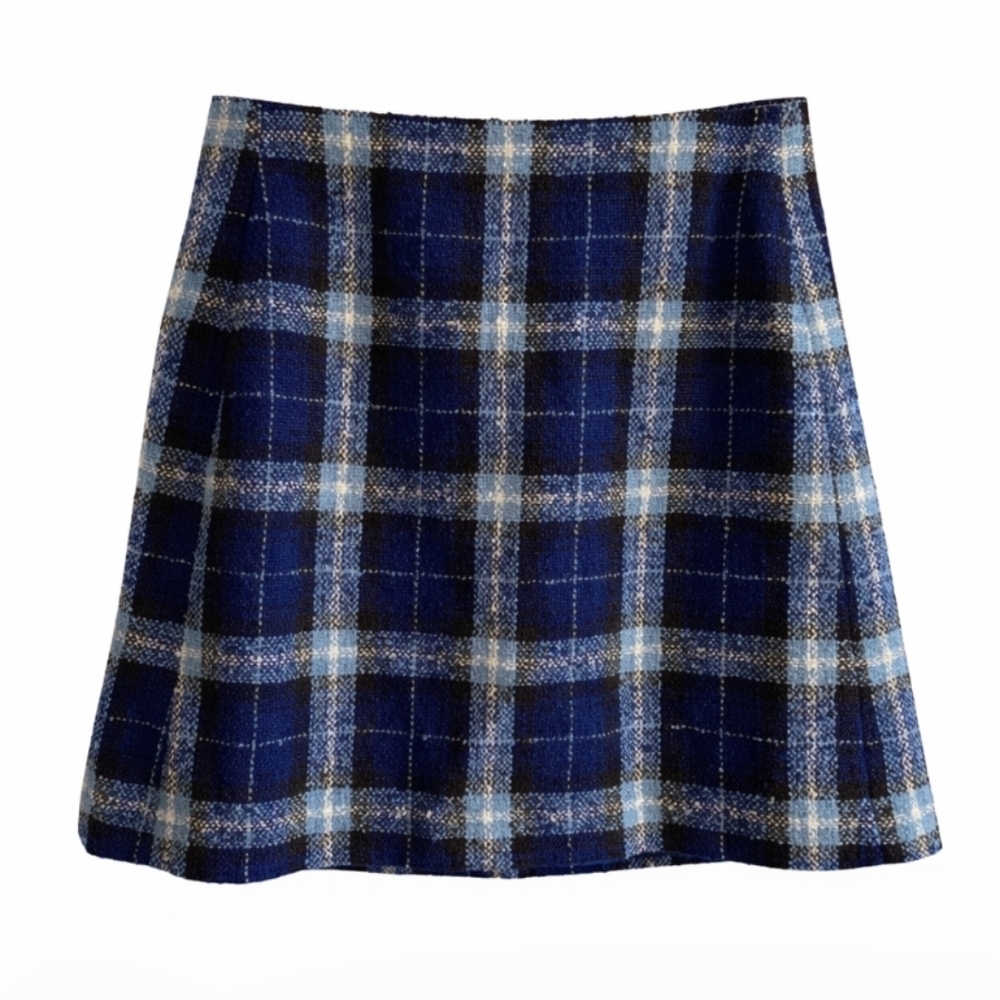 Inwear | Navy White Plaid Mini Skirt Preppy Chic NWT - Picture 3 of 9